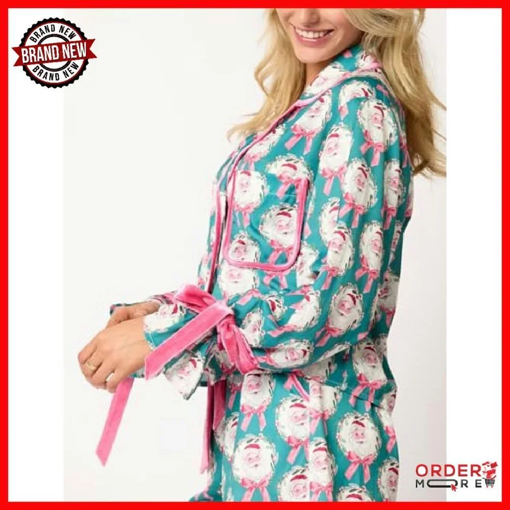 Satin Pajama Set Long Sleeve Button Shirt Wide Leg Pants Sleepwear